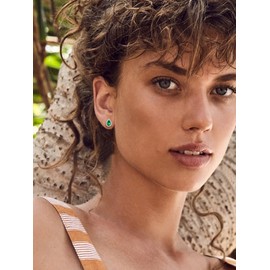 ChicSilver Pear Cut Teardrop May Birthstone Stud Earrings Cubic Zirconia Hypoallergenic 925 Sterling Silver Earrings Emerald Jewelry Birthday gift for Women