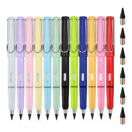 KFMX 10 Lápices Infinito Mágico Con Borrador Kawaii Colores