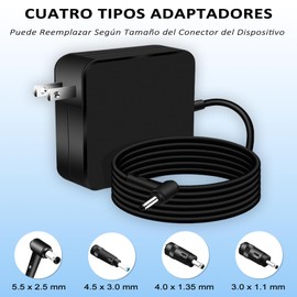 TRYXZSZ Compatible Cargador HP Laptep y Cargador ASUS Laptop 65W 19V 3.42A, Cargadores y Adaptadores para Portátil ASUS/HP/DELL/Acer, con 3 Convertidores, para Zenbook, Vivobook, ADOL y Stras Series