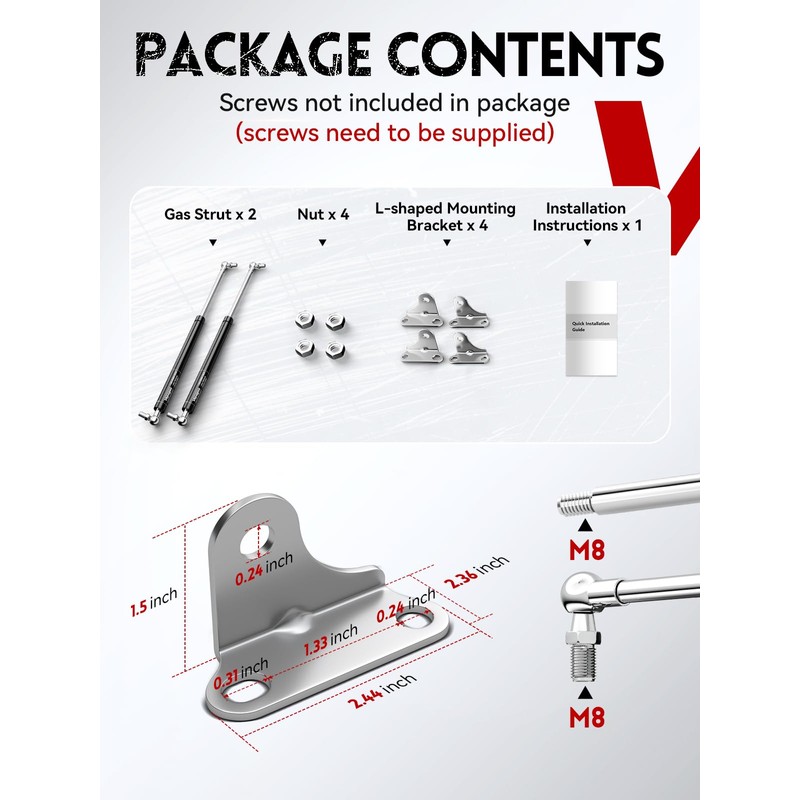 Vepagoo 36in 120lb/534N Gas Struts for RV Bed with Brackets,