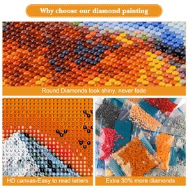 Lxmsja Sunrise Mountains Diamond Painting Kits for Adults, DIY 5D Full Round Drill Diamond Art Kit, Gem Art Kits, Home Wall Decor 12x16Inch