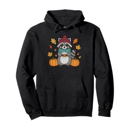 Cute Raccoon Pumpkin Spice Latte Fall Aesthetic Pullover Hoodie