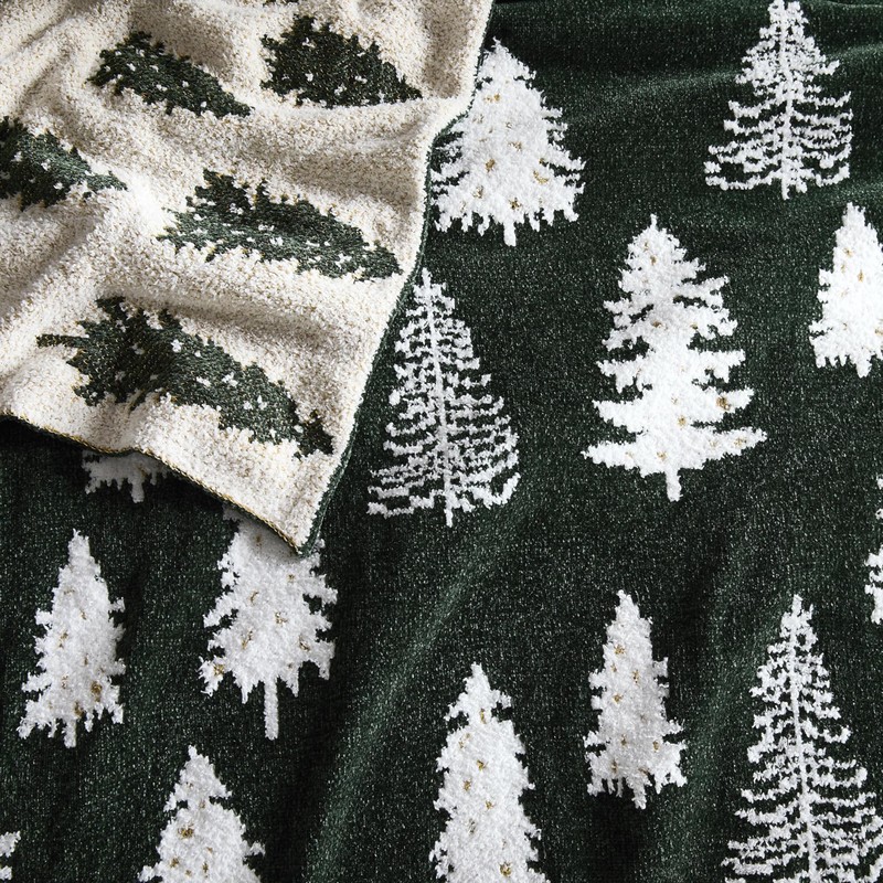 WDCOZY Christmas Throw Blanket Christmas Tree Reversible Super Soft Knitted