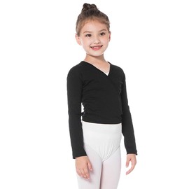 Bezioner Children's Ballet Wrap Jacket Gymnastics Dance Ballet Jacket Long Sleeves for Girls Women Black S