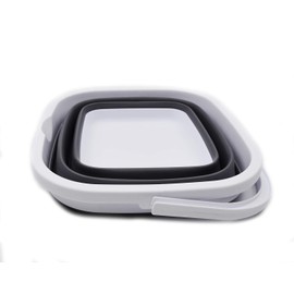 SAMMART 11L (2.9 Gallon) Collapsible Rectangular Handy Bucket (1, White/Grey)