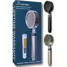 MyHalos® Handheld Filtered Shower Head with Handheld Handle - High Pressure Shower Heads With Filter To Reduce Chlorine & Soften Water - Easy to Install Detachable Filtered Shower Head For Hard Water