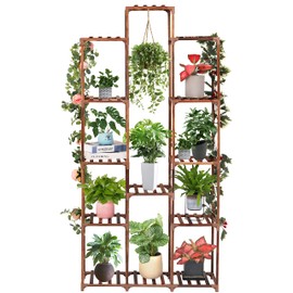 XXXFLOWER Plant Stand Indoor Outdoor 13 Tiers Wood Plant Shelf for Multiple Plants ，Large Plant Rack for Window Garden Balcony Patio Porch Living Room