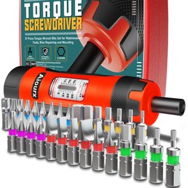 Aiourx Torque Screwdriver Wrench Set, 1/4" Drive 10-80 in.-lb., 5 in-lb Increment, 31 Pieces Torque Wrench Bits Set for Professional Maintenance, Tools, Bike Repairing and Mounting
