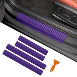 QZTYTY 4PCS Car Door Sill Protector, Car Door Edge Guards, 3D Carbon Fiber Auto Door Entry Edge Guard Protection Trim, Anti-Scratch Car Door Threshold Strips Car Accessories for Vehicles (3D Purple)