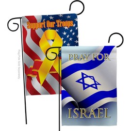 Pray for Israel Flag Bandera de Israeli Support Our Troops Banner Pack Wall Art Flag Room Indoor Outdoor Tapestry Yard Grave Cemetery Signs Grandma Gifts Backyard Decor Jewish Decorations Made in USA