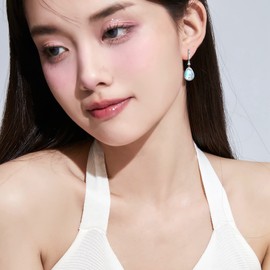 LOYALLOOK Women's Drop Earrings, Popular, Teardrops, Hypoallergenic, Opal Moonstone Earrings, 925 Platinum, Stylish, Women's, Cute, Swaying, Dangle Accessories, 2 Pieces, Birthday, Gift, Christmas,