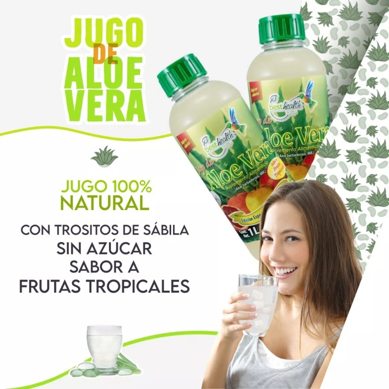 Best Health Jugo De Aloe Vera 1l Con Sábila 4pzas.