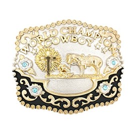 World Champion Cowboy Praying Cross w/Horse Western Belt Buckle