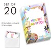 QZJ Art Painting Birthday Party Invitations Supplies with Envelopes Set