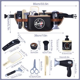 Vmxlso 10 Pcs Kids Barber Set, Kids Hairdressing Set, Hairdresser Role Play for Kids, Kids Barber Shop Toy Set with Shaver, Dryer, Pretend Hairdressing Set, Salon Barber Set for Kids Boys Girls