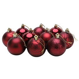 Christmas Concepts® Pack of 10-60mm Christmas Tree Baubles - Shiny, Matte & Glitter Decorated Baubles (Rioja Red)