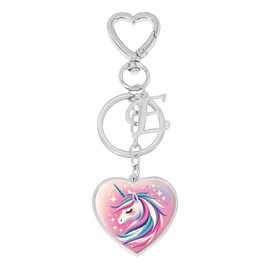 Heart Keychain with Initial Letter Bag Charm Adult Gifts for Preppy Stuff (E)