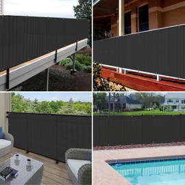 Windscreen4less 3'x12' Deck Balcony Privacy Screen for Deck Pool Fence Railings Apartment Balcony Privacy Screen for Patio Yard Porch Chain Link Fence Condo with Zip Ties Black