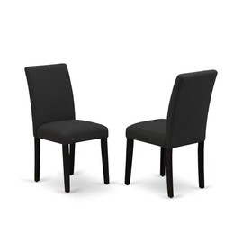 East West Furniture ABP6T24 Parson Upholstered Dining Chairs Includes Wirebrushed Wooden Structure with Black Linen Fabric Seat and Simple Back