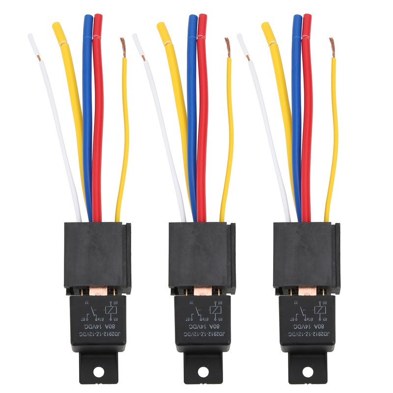 3pcs DC12V 80A LED Flasher Relay Waterproof Shockproof 5‑Pin Car