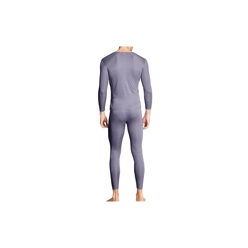 Grenasasilk Men's Silk Long Johns Mulberry Silk Long Underwear V-Neck