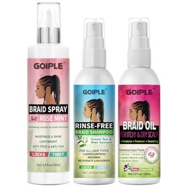 Braid Spray Rose Mint for Dreads, Dreadlocks, Locks - No-Water Braid Shampoo for Locs, Twists, Weaves - Rinse-Free Dreadlock Shampoo for Build-Up - Braid Oil for Soothes Moisturizes Dry & Itchy Scalp