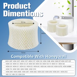 Humidifier Filters Replacement for Honeywell Humidifier Filter HAC-504 HAC-504AW and Honeywell Filter A, Replacement for Honeywell HCM-350 HCM-500 HCM-600 and Cool Mist Humidifiers, 4 Pack, White