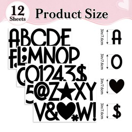 12 Sheets Bulletin Board Letters 144 Large Letter Stickers Vinyl Alphabet Stickers Waterproof Self Adhesive Letters for Bulletin Board Mailbox Window Door Sign Car Poster Classroom Decor(Black,3 inch)