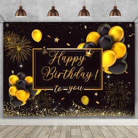 YRIOWMI Happy Birthday Banner Large Happy Birthday Backdrop,Men Women Birthday Anniversary Party Decoration Supplies,Photography Background for Home Decorations Party Supplies 7x5ft
