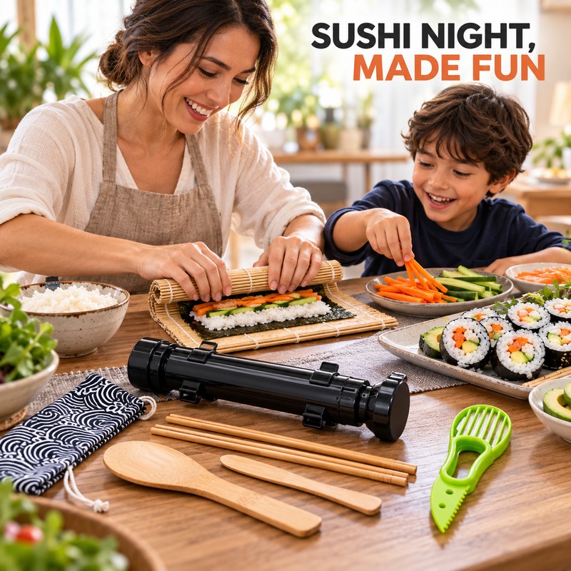 DIY Sushi Maker Set B with Sushi Bazooka, Bamboo Rolling