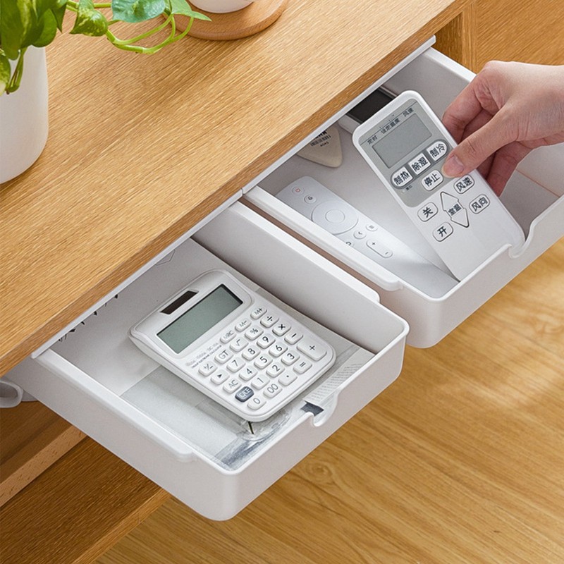 Under Desk Drawer Strong Adhesive 2kg Load Capacity Space Saving