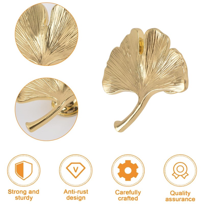 MOROBOR 6PCS Ginkgo Cupboard Knobs, Solid Metal Drawer Pulls, Creative