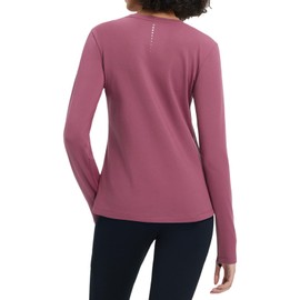 baleaf Women's Thermal Shirts Long Sleeve Fleece Lined Running Tops Thumbhole Cold Weather Winter Gear Workout Hiking Base Layer Rose Red XL