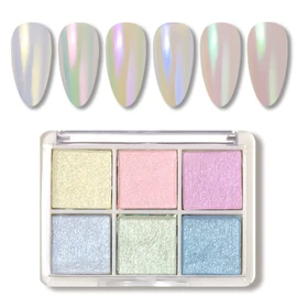 6 Colors Solid Nail Powder Palette Nail Powder Nude Nail Metallic Powder Gel Nail (Aurora)