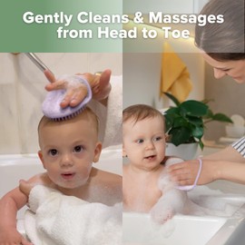 haakaa Baby cradle cap brush - Soft cradle cap comb| Hair Scalp Massager, Soft Bristles for Newborns & Toddlers-Lavender