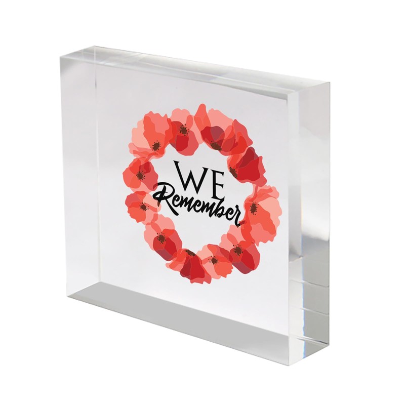 stika.co Red Poppy Wreath Acrylic Block - Remembering Our Heroes