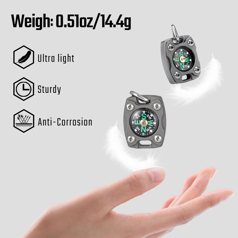 Mecarmy Pocket Keychain Compass, Hiking Survival Compass, Mini Compass Pendant