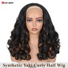 Yaki Curly Half Wig Loose Curly Synthetic Wig for Black