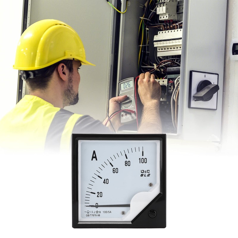100A/5A Analog Panel Ammeter, 6L2 Amp Tester Gauge for DC