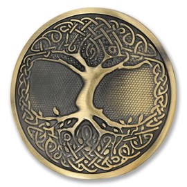 Kilt Emporium Tree of Life Celtic Kilt Belt Buckle - Round Brass Design (Tree-of-life-antique Brass)