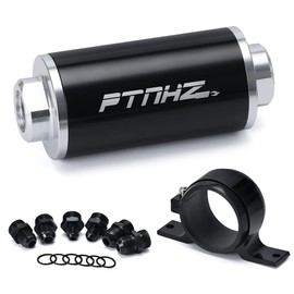 PTNHZ Universal 58mm Inline Fuel Filter w/ 6AN 8AN 10AN Adapter Fittings & Fuel Filter Mounting Bracket (100 Micron)