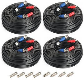 SHD 4Pack 100Feet BNC Vedio Power Cable Pre-Made Al-in-One Camera Video BNC Cable Wire Cord for Surveillance CCTV Security System with Connectors(BNC Female and BNC to RCA)