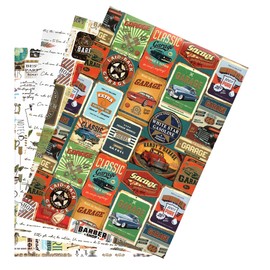 ARKRAFT Gift Wrap Set of 4 Sheets 90 x 65 cm FSC Paper Plastic-Free Packaging Male Design (Male)