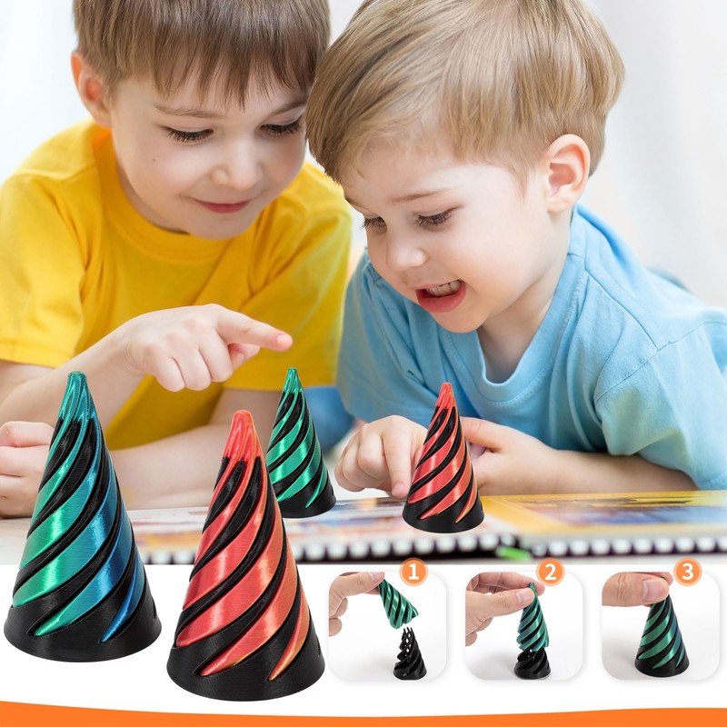 2Pack Impossible Cone, Pyramid Spiral Cone Fidget Toy, 3D Printed