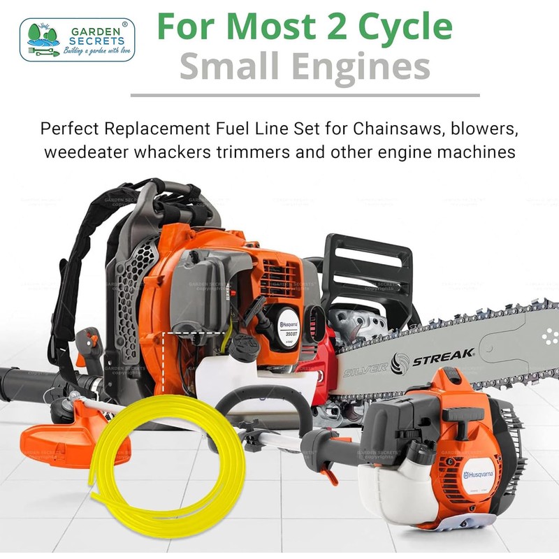 GARDEN SECRETS 4 Sizes Fuel Line Fuel Hose Replacement Fuel
