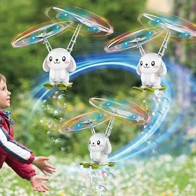 Bubble Blowing Helicopter Toy USB Rechargeable Automatic Induction Bubble Flying