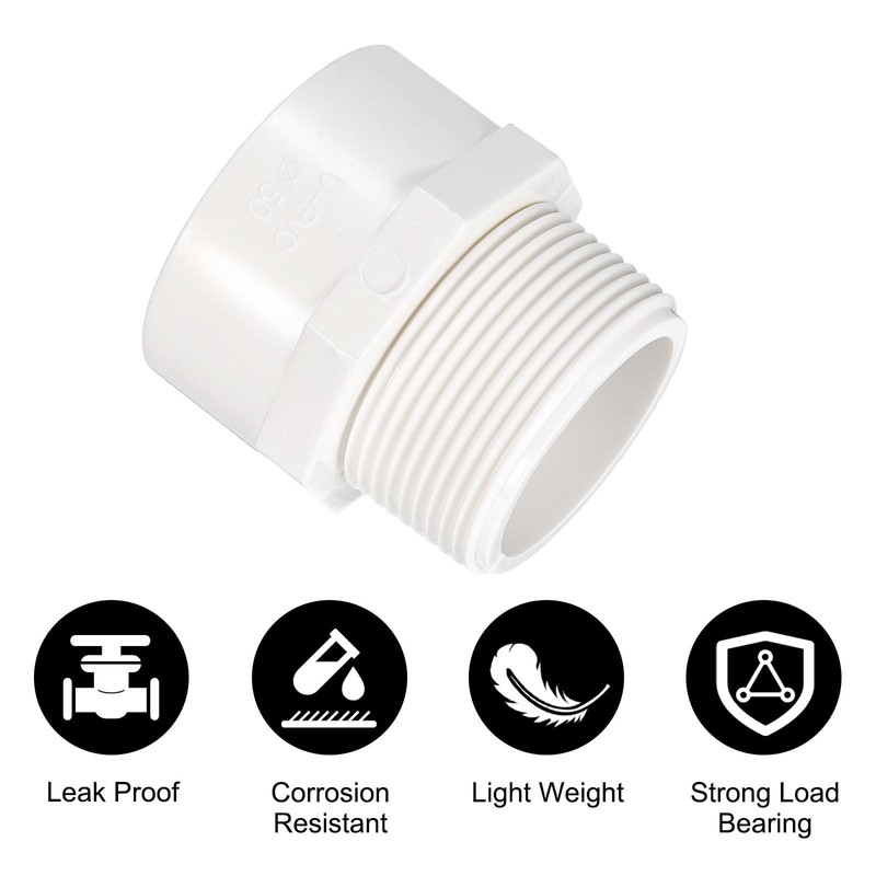 sourcing map 6 Pcs Union PVC Pipe Fitting 1.5" Male