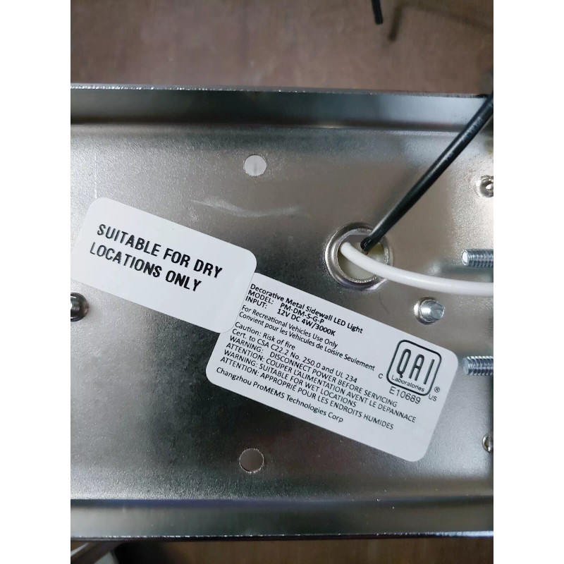 VOLT RV WALL SCONCE LIGHT LED 12 VOLT PM-DM-S-D-P Camper