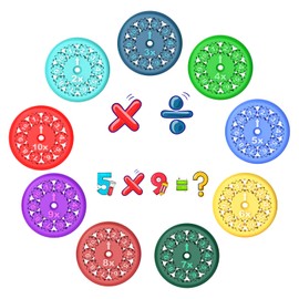 Foquyai Math Fidget Spinners - 3D Printed, Educational Math Fact Fidget Spinner Toy - Learn Multiplication and Division - Perfect for Kids, Stimmers & Fidgeters (9pcs)