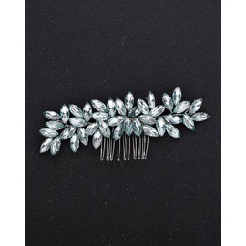 Rumtock Light Green Rhinestones Gold Hair Comb for Wedding Brides Women Girls Side Headpiece Hair Styling Jewelry (Light Green)